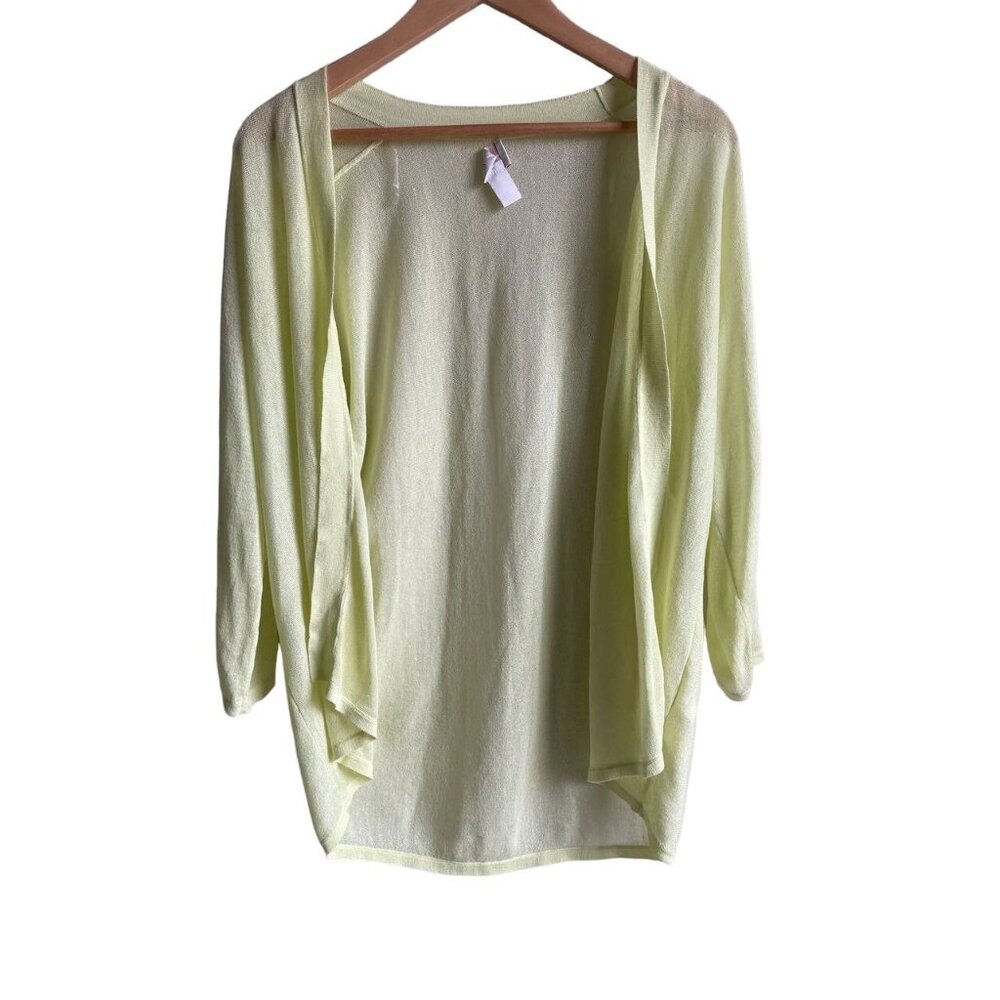 Chico's Women's Size 2 US 12 Large Sunny Yellow Semi Sheer Open Cardigan Rayon N